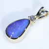 Natural Australian Boulder Opal and Diamond Gold Pendant (8mm x 5.5mm) Code - ESP92