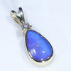 10k Gold - Solid Boulder Opal  - Natural Diamond