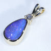 Natural Australian Boulder Opal and Diamond Gold Pendant (8mm x 5.5mm) Code - ESP92