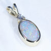 Natural Australian Boulder Opal and Diamond Gold Pendant (9mm x 5.5mm) Code - ESP99