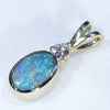 Natural Australian Boulder Opal and Diamond Gold Pendant (7mm x 4.5mm) Code - ESP94