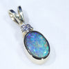 Natural Australian Boulder Opal and Diamond Gold Pendant (7mm x 4.5mm) Code - ESP94