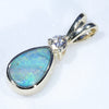 10k Gold - Solid Boulder Opal - Natural Diamond