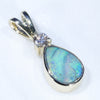 Natural Australian Boulder Opal and Diamond Gold Pendant (6mm x 5mm) Code - ESP86