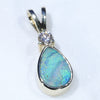 Natural Australian Boulder Opal and Diamond Gold Pendant (6mm x 5mm) Code - ESP86