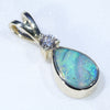 Natural Australian Boulder Opal and Diamond Gold Pendant (6mm x 5mm) Code - ESP86