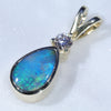 Natural Australian Boulder Opal and Diamond Gold Pendant (7mm x 5mm) Code - ESP87