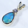 Natural Australian Boulder Opal and Diamond Gold Pendant (7mm x 5mm) Code - ESP87