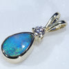 10k Gold - Solid Boulder Opal - Natural Diamond