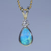 Natural Australian Boulder Opal Gold and Diamond Pendant