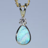 Natural Australian Boulder Opal Gold and Diamond Pendant