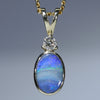 Natural Australian Boulder Opal Gold and Diamond Pendant