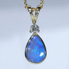 Natural Australian Boulder Opal and Diamond Gold Pendant (7mm x 5mm) Code - ESP96