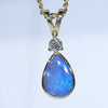 Natural Australian Boulder Opal Gold and Diamond Pendant