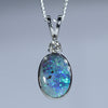 Natural Australian Boulder Opal White Gold and Diamond Pendant