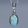 Natural Australian Boulder Opal White Gold and Diamond Pendant