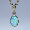 Natural Australian Boulder Opal Gold and Diamond Pendant