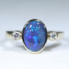 Natural Australian Black Opal and Diamond Gold Ring - Size 8.5 US Code  EJ69