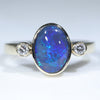 Natural Australian Black Opal and Diamond Gold Ring - Size 8.5 US Code  EJ69