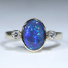 Natural Australian Black Opal Gold and Diamond Ring