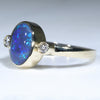 Natural Australian Black Opal and Diamond Gold Ring - Size 8.5 US Code  EJ69