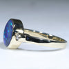Natural Australian Black Opal and Diamond Gold Ring - Size 8.5 US Code  EJ69