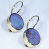 Natural Australian Boulder Opal Gold Earrings (11 x 11mm) Code GE109
