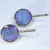 Natural Australian Boulder Opal Gold Earrings (11 x 11mm) Code GE109