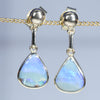 Australian Boulder Opal Gold Earrings (9 x 7mm) Code GE112
