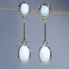 Natural Australian White Opal Gold Stud Drop Earrings