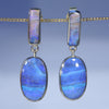 Natural Australian Boulder Opal Gold Stud Drop Earrings