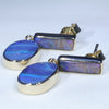 Natural Australian Boulder Opal Gold Earrings (15 x 9mm) Code GE98