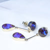 Natural Australian Boulder Opal Gold Earrings (9 x 6.5mm) Code GE1051