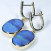 Australian Boulder Opal and Diamond Gold Earrings (15 x 11mm) Code GE99