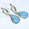 Australian Boulder Opal and Diamond Gold Earrings (12 x 8mm) Code GE100