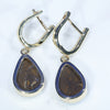 Australian Boulder Opal and Diamond Gold Earrings (12 x 8mm) Code GE100