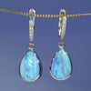 Natural Australian Boulder Opal Gold and Diamond Huggie Earrings
