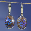 Natural Australian Boulder Matrix Opal Gold Earrings