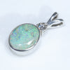 Natural Australian Boulder Opal and Diamond Silver Pendant with Silver Chain (8.5mm x 7mm) Code - ESP26