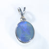 Natural Australian Boulder Opal and Diamond Silver Pendant with Silver Chain (10mm x 7.5mm) Code - ESP27