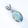 Natural Australian Boulder Opal and Diamond Silver Pendant with Silver Chain (8mm x 6mm) Code - ESP44