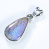 Natural Australian Boulder Opal and Diamond Silver Pendant with Silver Chain (11mm x 6mm) Code - ESP30