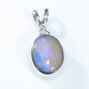 Natural Australian Boulder Opal and Diamond Silver Pendant with Silver Chain (9mm x 7mm) Code - ESP39