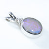 Natural Australian Boulder Opal and Diamond Silver Pendant with Silver Chain (9mm x 7mm) Code - ESP39