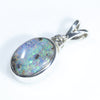 Natural Australian Boulder Opal and Diamond Silver Pendant with Silver Chain (9mm x 7mm) Code - ESP35