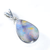 Natural Australian Boulder Opal and Diamond Silver Pendant with Silver Chain (12.5mm x 8.5mm) Code - ESP34