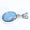 Natural Australian Boulder Opal and Diamond Silver Pendant with Silver Chain (9mm x 6mm) Code - ESP32
