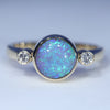 10k Gold - Solid Dark Opal - Natural Diamonds