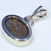 Natural Australian Boulder Opal and Diamond Gold Pendant (7.5mm x 11mm) Code - ESP108