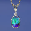 Natural Australian Boulder Opal Gold and Diamond Pendant